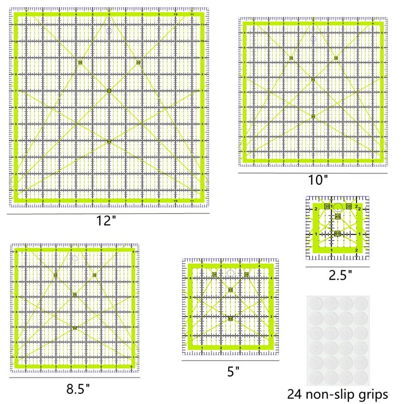 ZICALSO Quilting Rulers(2.5", 5", 8.5", 10",12"),5 Square Ruler Quilting Templates,Quilting Ruler Acrylic Rulers - Image 5